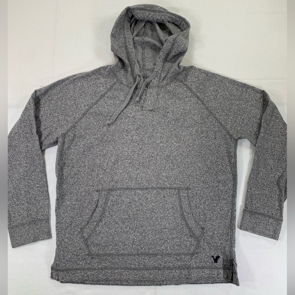 American Eagle 🦅 Unisex Warm Pullover Grey and Charcoal Hoodie Size M - Picture 10 of 10